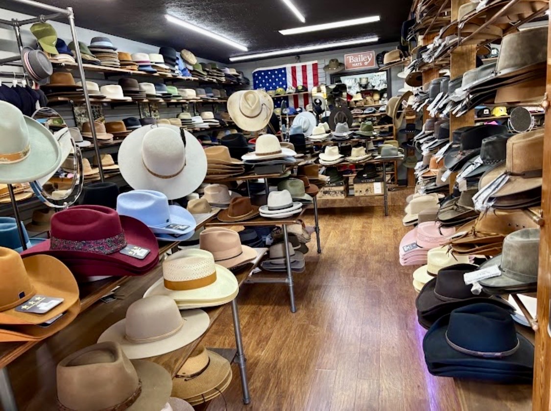 Hat wall inside the shop