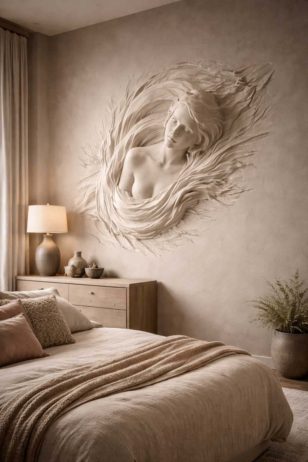 Figurative inset wall relief