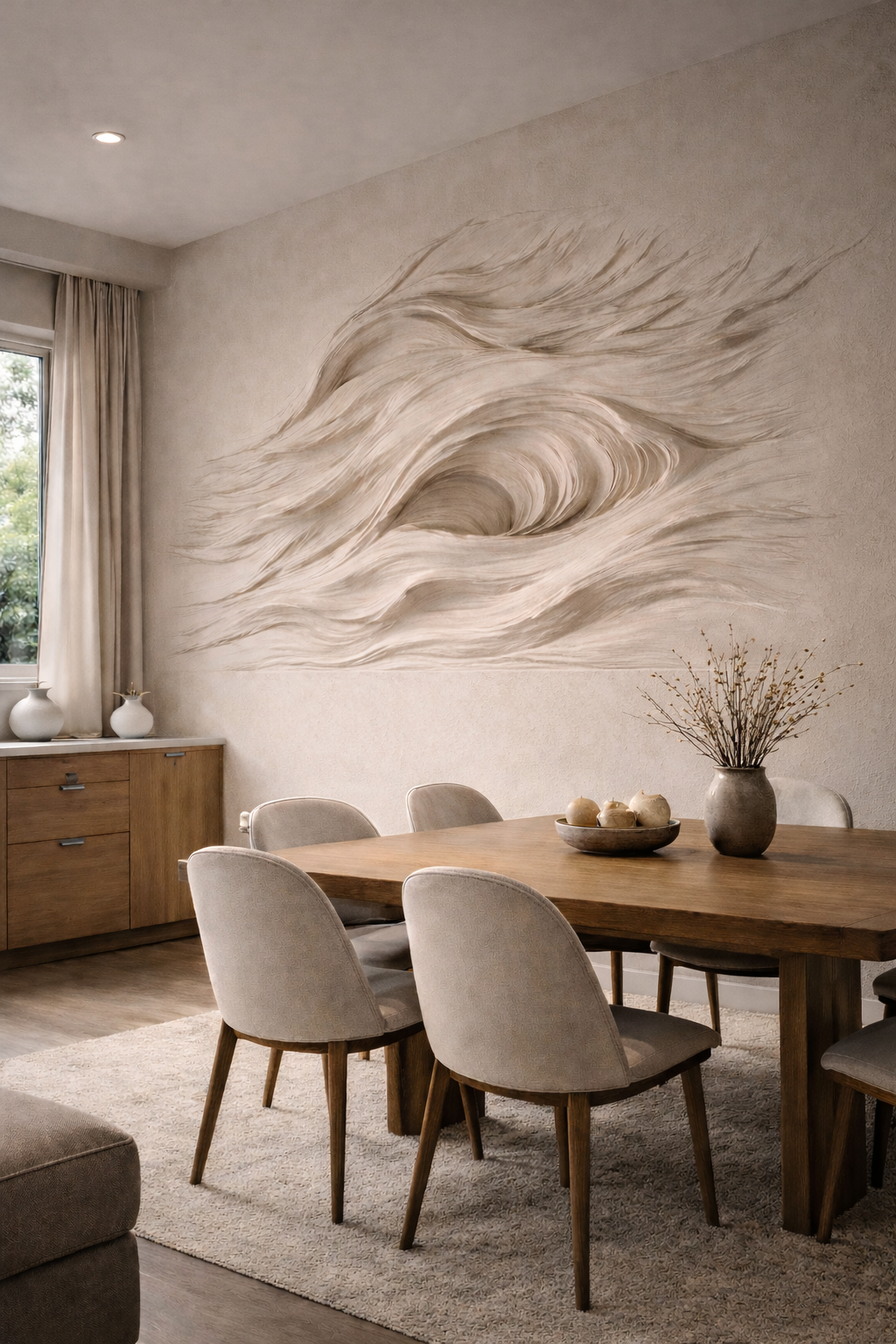 Abstract wave inset wall relief